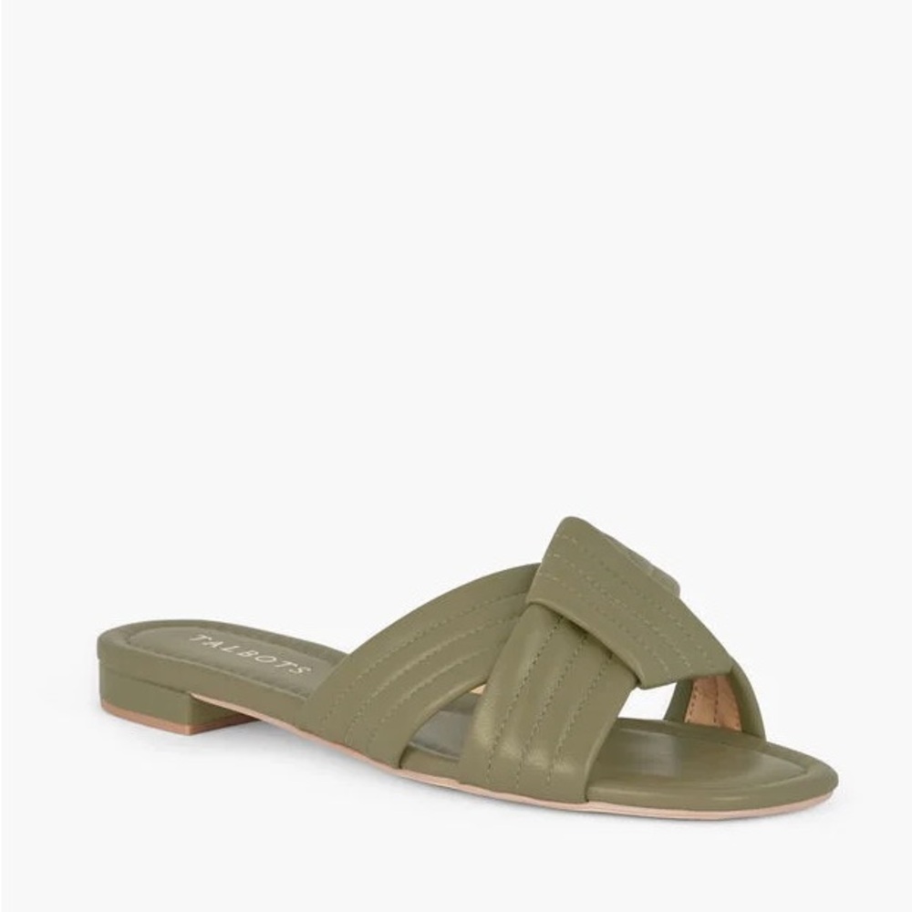 Talbots Olive Green Crisscross Slide Sandals NWT Size 6